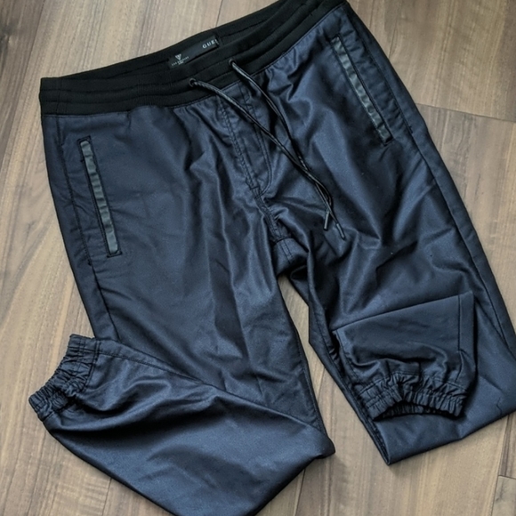 Men's GUESS Shiny Track Pants - Picture 4 of 4